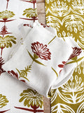 Set of 4 Tropical Garden Napkins - Crimson & Chartreuse