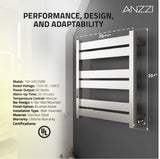 ANZZI Starling Series 6-Bar Wall Mounted Towel Warmer (20.87" L x 20.47" W), Dual Installation, Digital Control Panel, Rhino Alloy Certified Stainless Steel