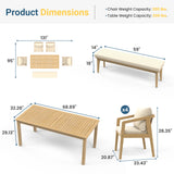 Acacia Wood Outdoor Dining Set with Umbrella Hole