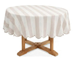 Striped Round Tablecloth - Scalloped Edge