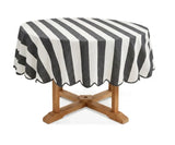 Striped Round Tablecloth - Scalloped Edge
