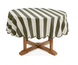 Striped Round Tablecloth - Scalloped Edge