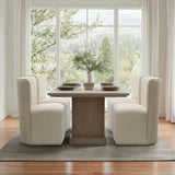 Cube-Inspired Curved Back Dining Motion Chair, Cream