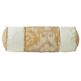 Casablanca Neck Roll Pillow, Taupe & Flaxen Ikat