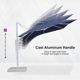 PURPLE LEAF White Outdoor Umbrella Left-Right Tilting Patio Cantilever Umbrella