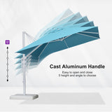 PURPLE LEAF White Outdoor Umbrella Left-Right Tilting Patio Cantilever Umbrella