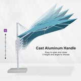 PURPLE LEAF White Outdoor Umbrella Left-Right Tilting Patio Cantilever Umbrella