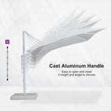 PURPLE LEAF White Outdoor Umbrella Left-Right Tilting Patio Cantilever Umbrella