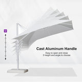 PURPLE LEAF White Outdoor Umbrella Left-Right Tilting Patio Cantilever Umbrella