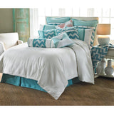 Catalina Coastal Duvet Cover, White & Aqua Chevron