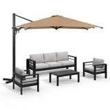 5-Piece Aluminum Patio Sofa Set with Umbrella and Armchairs