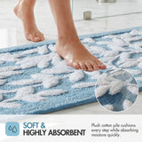 Leaf Cotton Tufted Anti-Skid Bath Rug, Blue