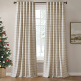 Plaid Fleece Lining Window Curtain Panel, Linen Blue