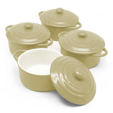 Kook Mini Ceramic Casserole Dishes with Lids, 4-Pack