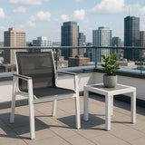 Nizuc - Outdoor Patio Dining Arm Chair With White Frame And Gray Arms (Set of 2)