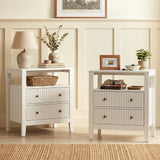 Fluted Nightstand with Charging Station
