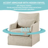 Skirted Swivel Accent Chair Mid-Century Armchair , Beige *