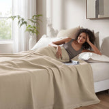 Waffle Weave Cotton Bedding Blanket, Khaki