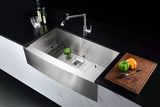 Elysian Farmhouse Stainless Steel 36 in. Single Bowl Kitchen Sink in Brushed Satin