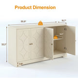 56" 4-Door Sideboard Cabinet – Adjustable Shelves