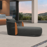 PURPLE LEAF Hailar Olefin Patio Chaise Lounge Chair , Upholstered Pool Lounge Chairs for Outdoor with Teak Armres for Deck, Pool, Lawn, Garden, Courtyard, Porch