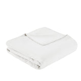 Grid Textured Soft Washed Pleated Comforter Set, White