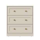 3 Drawer Nightstand, Large Bedside Table with Golden Round