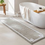 High Pile Bordered Bathroom Rug, Grey