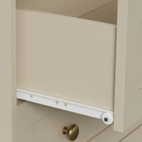 3 Drawer Nightstand, Large Bedside Table with Golden Round