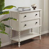 2-Drawer Storage Accent Chest w/ Turned Legs, Natural Ivory