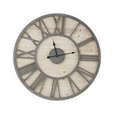 Grey Wooden Wall Clock with Roman Numerals