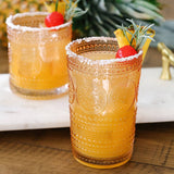 13 oz. Hobnail Beaded Floral Rose Gold Drinking Glasses (Set