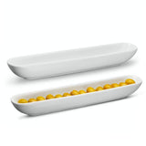 Kook Ceramic Olive Boat Trays Set of 2, 12 Inch,White