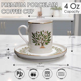 Olive Tree Gold Rim Espresso Cup & Saucer Set
