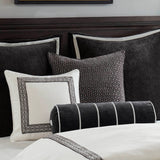 Meander Embroidery Border Oversized Comforter Set, White