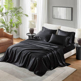 Luxury Satin 6-Piece Sheet Set, Black
