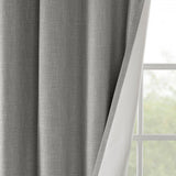 Grey Printed Heathered Blackout Grommet Top Curtain (Single)