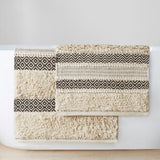 Hand-Woven Shaggy Boho Bath Rug, Black
