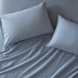 144TC Geometric Diamond Blue Printed Cotton Sheet Set