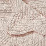 Oversized Quilted Scallope Edge Throw Blanket, Blush