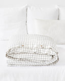 Charcoal grid linen duvet cover
