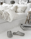 Charcoal grid linen duvet cover