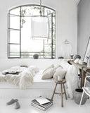 Charcoal grid linen duvet cover
