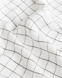 Charcoal grid linen flat sheet