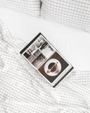 Charcoal grid linen flat sheet