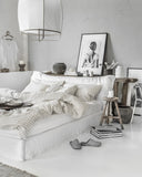 Charcoal grid linen pillowcase