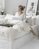 Charcoal grid linen pillowcase