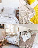 Charcoal grid linen flat sheet