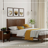 Chevron Wood Bed Frame with Headboard
