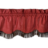 Cheyenne Red Leather Kitchen Valance w/ Fringe